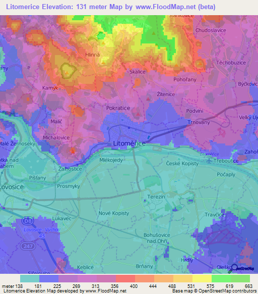 Litomerice,Czech Republic Elevation Map