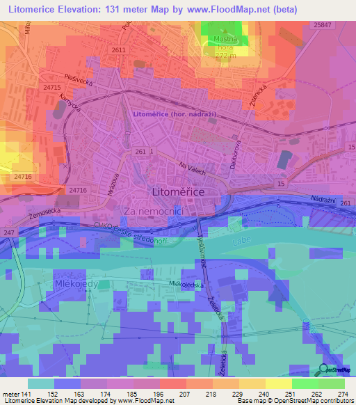 Litomerice,Czech Republic Elevation Map