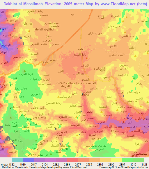 Dakhlat al Masalimah,Yemen Elevation Map