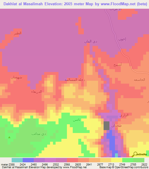 Dakhlat al Masalimah,Yemen Elevation Map