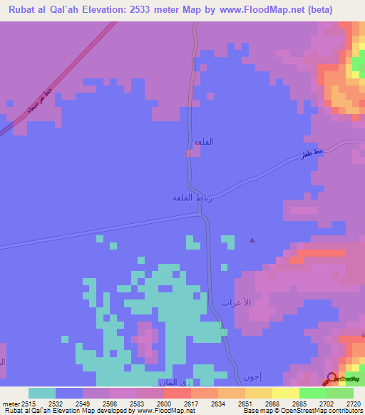 Rubat al Qal`ah,Yemen Elevation Map