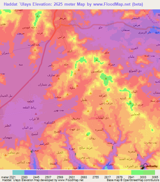 Haddat `Ulays,Yemen Elevation Map