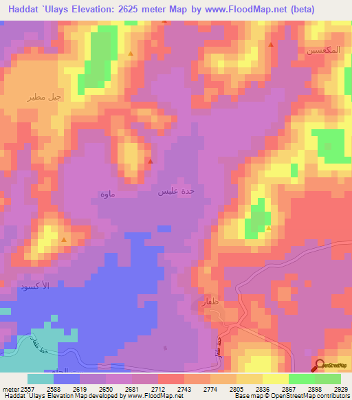 Haddat `Ulays,Yemen Elevation Map