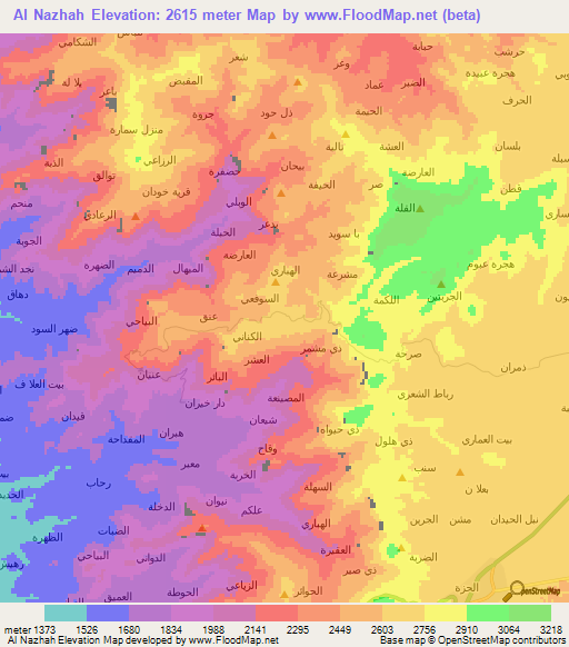 Al Nazhah,Yemen Elevation Map