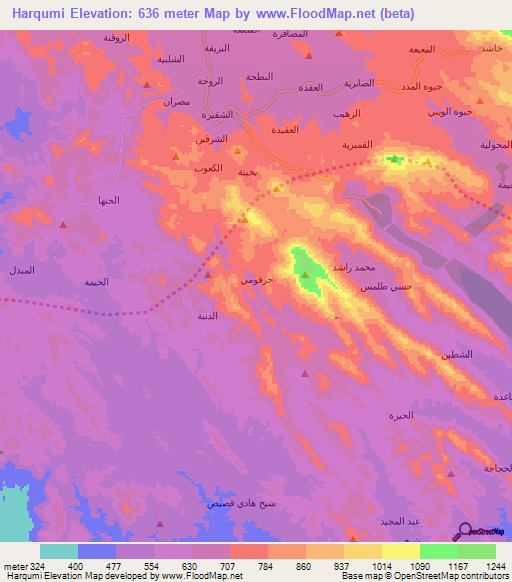 Harqumi,Yemen Elevation Map