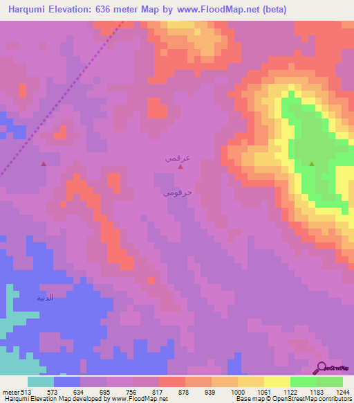 Harqumi,Yemen Elevation Map