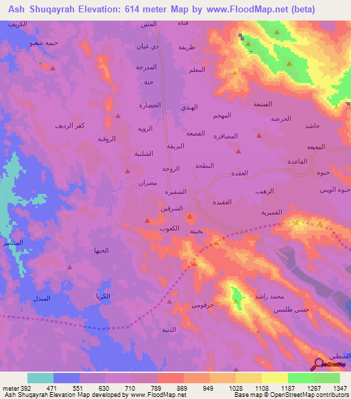 Ash Shuqayrah,Yemen Elevation Map