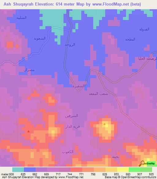 Ash Shuqayrah,Yemen Elevation Map