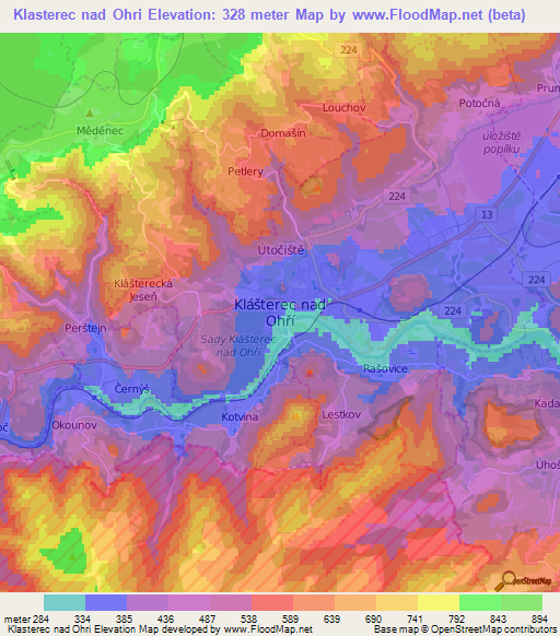 Klasterec nad Ohri,Czech Republic Elevation Map