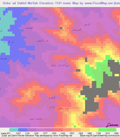 Duba` ad Dakhil Ma'ilah,Yemen Elevation Map