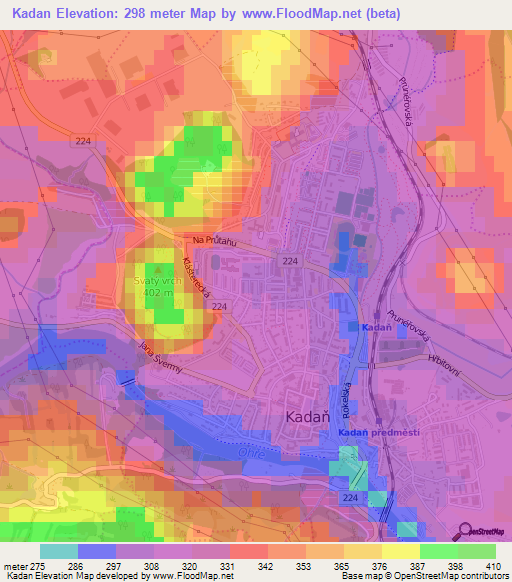 Kadan,Czech Republic Elevation Map