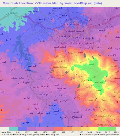 Mashra`ah,Yemen Elevation Map