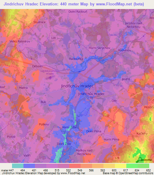 Jindrichuv Hradec,Czech Republic Elevation Map