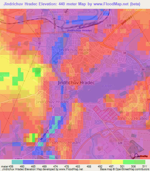 Jindrichuv Hradec,Czech Republic Elevation Map