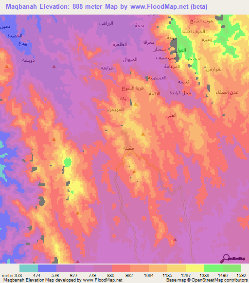 Maqbanah,Yemen Elevation Map