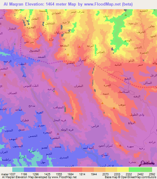 Al Maqran,Yemen Elevation Map