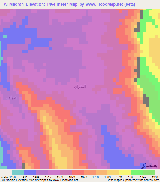 Al Maqran,Yemen Elevation Map