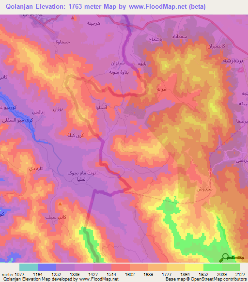 Qolanjan,Iran Elevation Map
