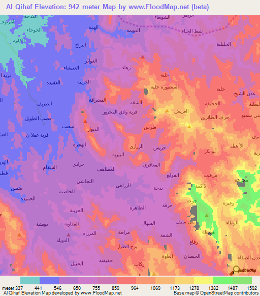 Al Qihaf,Yemen Elevation Map