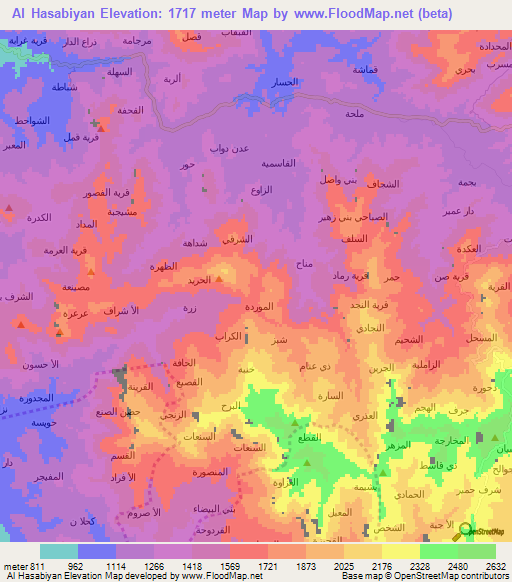 Al Hasabiyan,Yemen Elevation Map