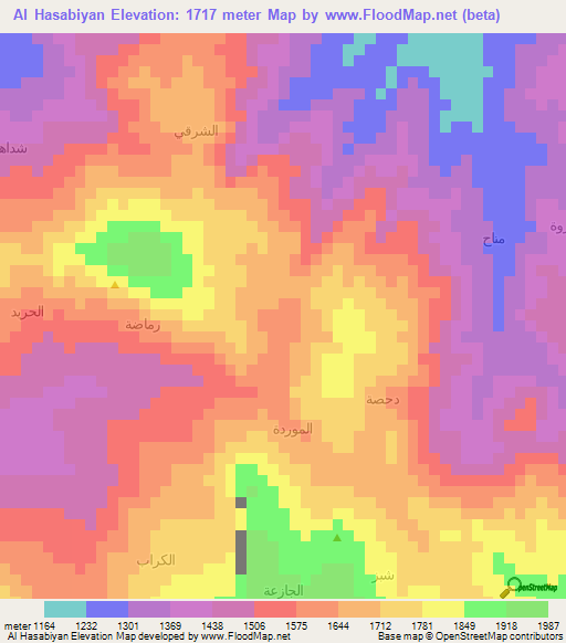 Al Hasabiyan,Yemen Elevation Map