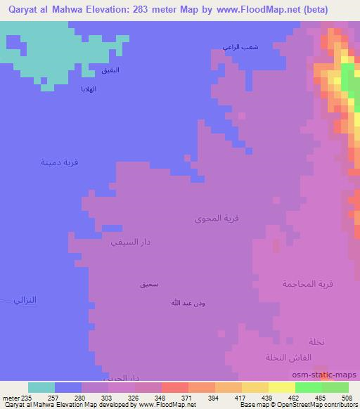 Qaryat al Mahwa,Yemen Elevation Map
