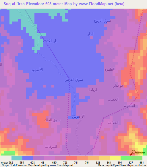 Suq al `Irsh,Yemen Elevation Map