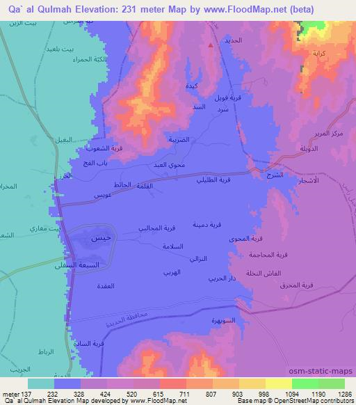 Qa` al Qulmah,Yemen Elevation Map