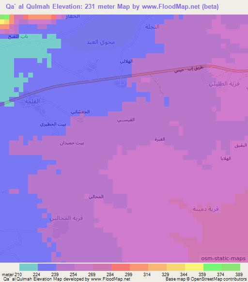 Qa` al Qulmah,Yemen Elevation Map