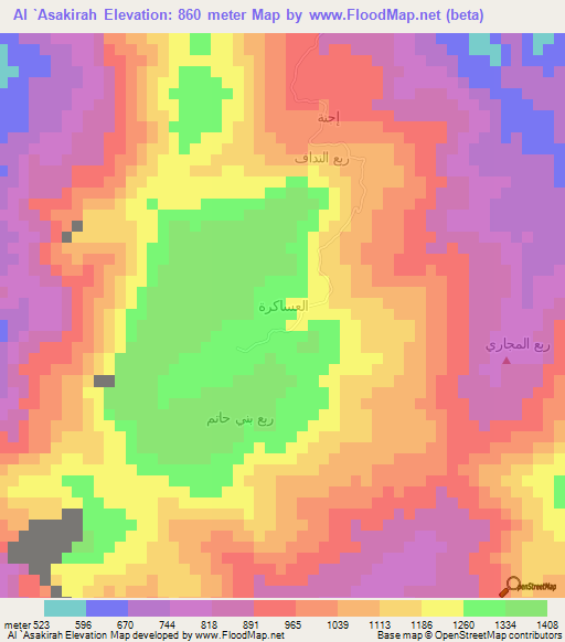 Al `Asakirah,Yemen Elevation Map