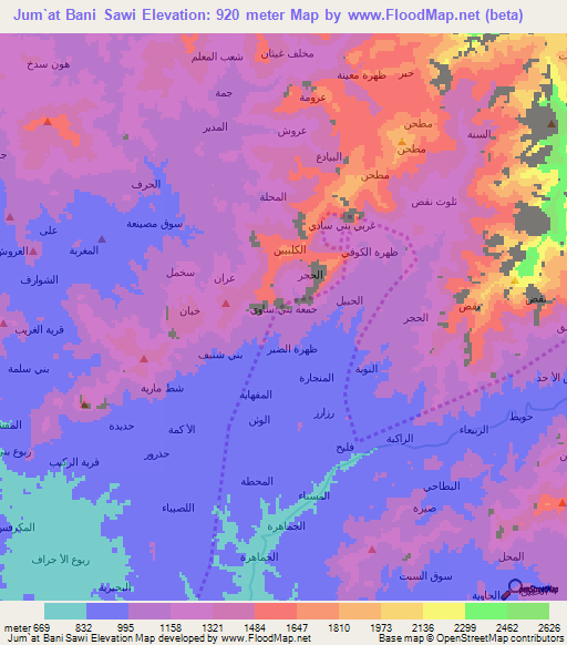 Jum`at Bani Sawi,Yemen Elevation Map