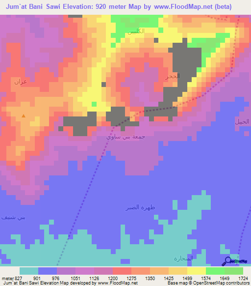 Jum`at Bani Sawi,Yemen Elevation Map