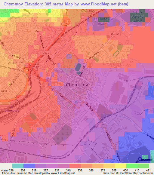 Chomutov,Czech Republic Elevation Map