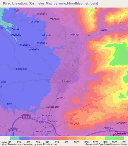 Kirac,Turkey Elevation Map