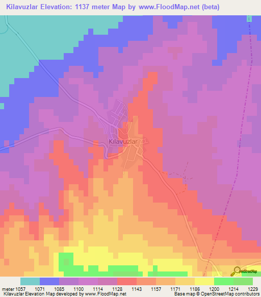 Kilavuzlar,Turkey Elevation Map