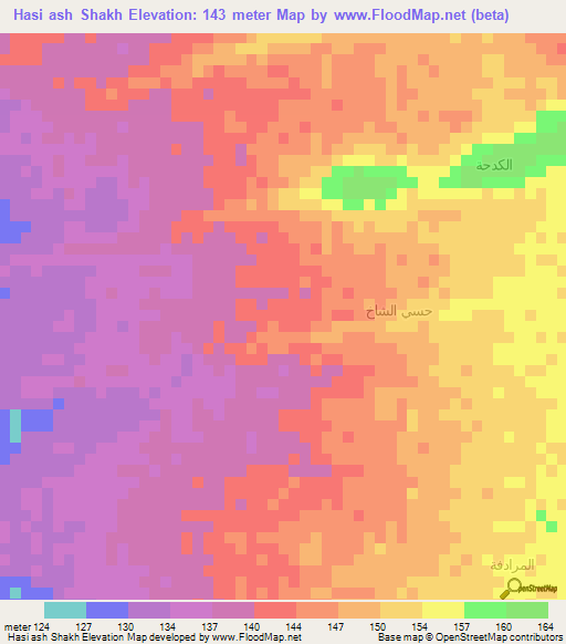 Hasi ash Shakh,Yemen Elevation Map