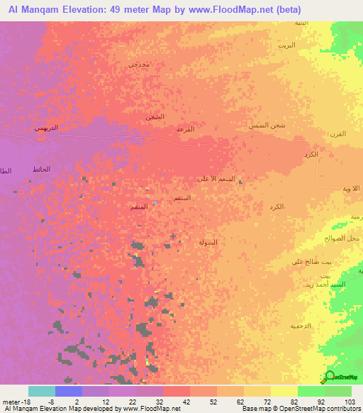 Al Manqam,Yemen Elevation Map