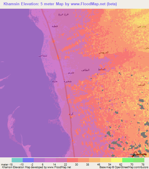 Khamsin,Yemen Elevation Map