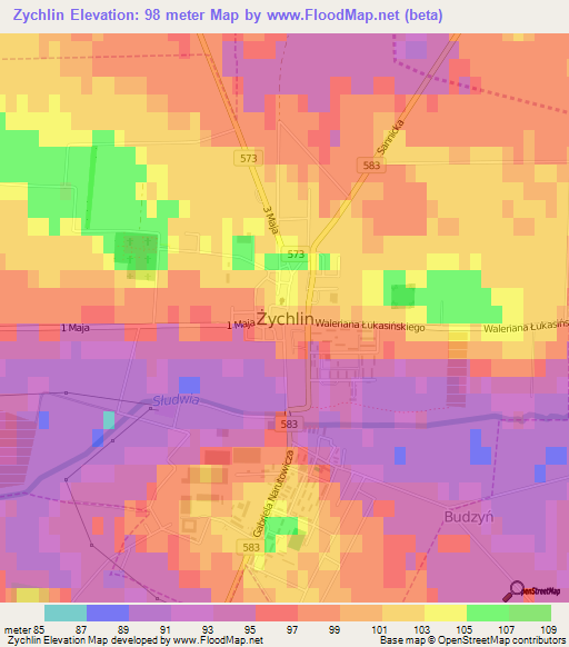Zychlin,Poland Elevation Map