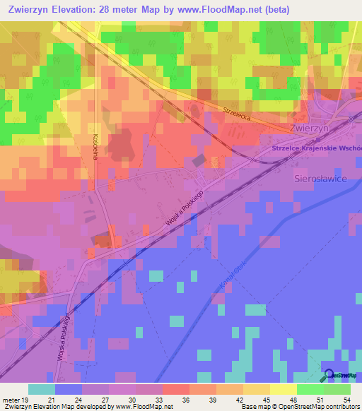 Zwierzyn,Poland Elevation Map