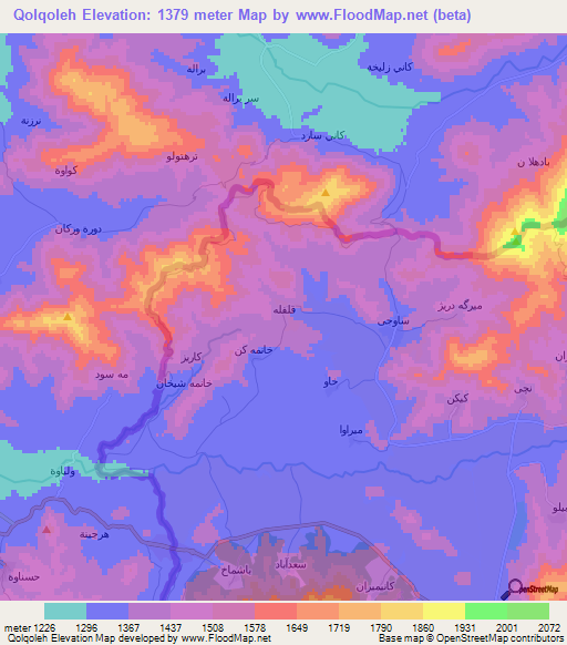Qolqoleh,Iran Elevation Map