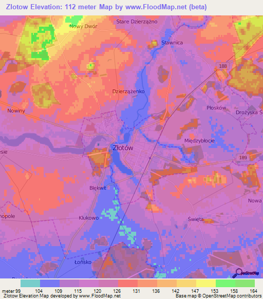 Zlotow,Poland Elevation Map