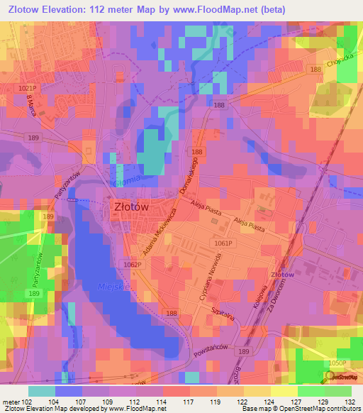 Zlotow,Poland Elevation Map