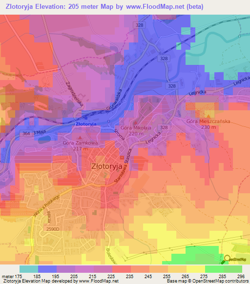 Zlotoryja,Poland Elevation Map
