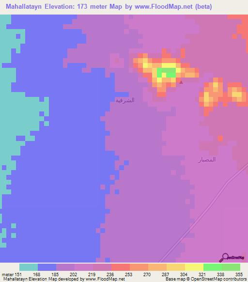 Mahallatayn,Yemen Elevation Map