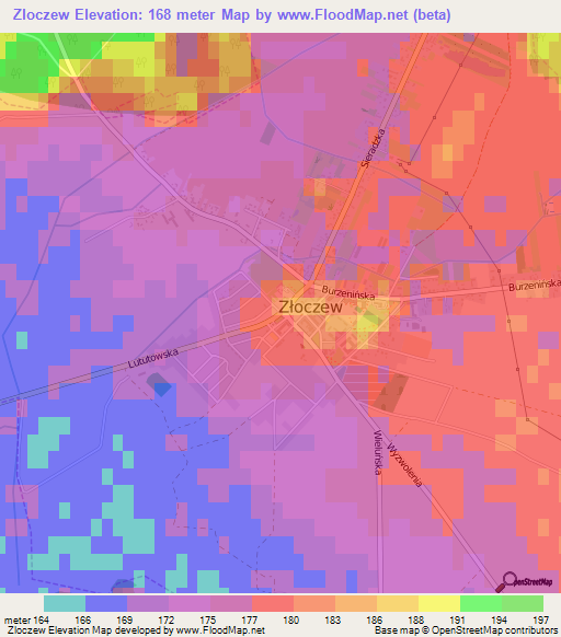 Zloczew,Poland Elevation Map
