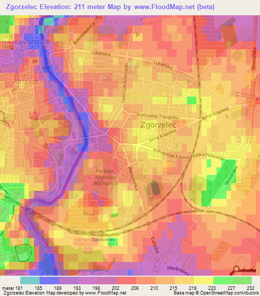 Zgorzelec,Poland Elevation Map