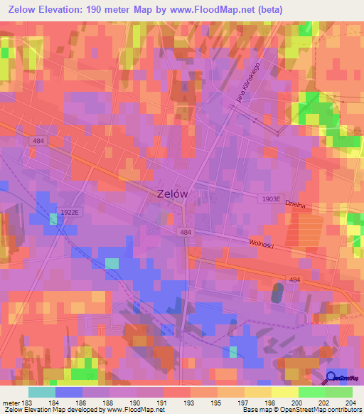Zelow,Poland Elevation Map