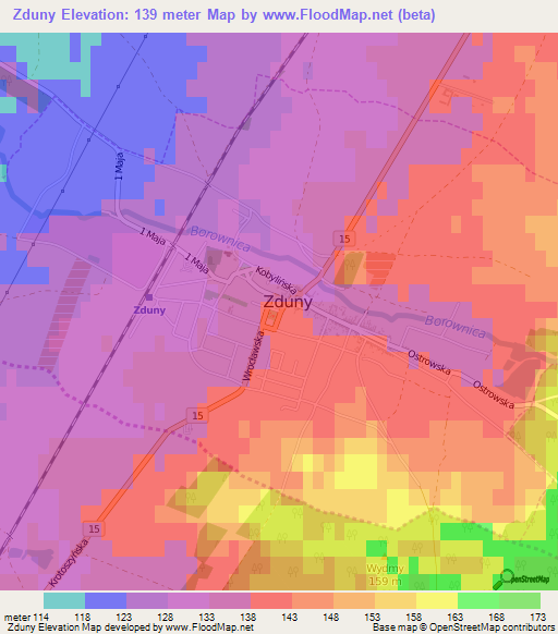 Zduny,Poland Elevation Map