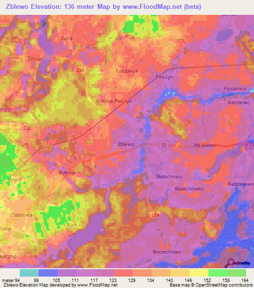 Zblewo,Poland Elevation Map